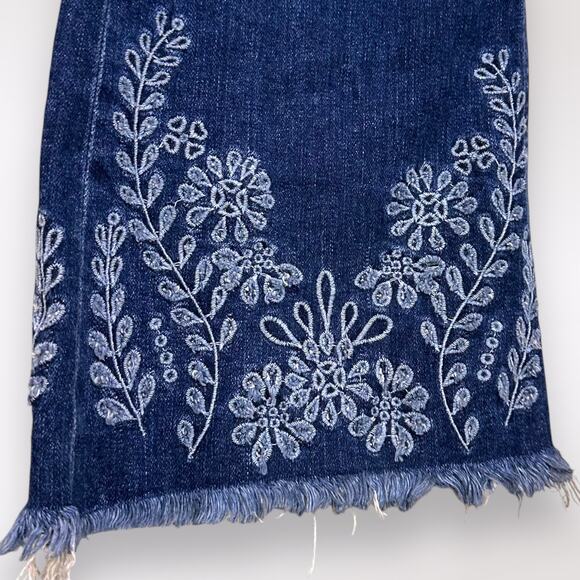 Rag & Bone 31 Women's Boho Floral Jeans Crop 10 Inch Flare Denim Embroidery Blue - Picture 9 of 11